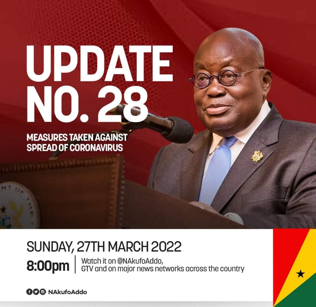 28th Covid-19 Update: Prez Akufo-Addo to address the nation tonight